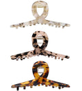 SINIDE Cellulose Acetate Hair Claw Clips for Women, Large Tortoiseshell Hair Clips No Slip Big Hair Jaw French Design Hair Barrettes Grip Leopard Print Clamps Hair Accessories for Ladies (3 Pack)