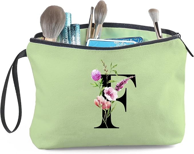 Birthday Thank You Appreciation Monogrammed Gifts for Mom Aunt Teacher Sister Friend Coworkers Bride Bridesmaid Makeup Cosmetic Bag with Mirror Mothers Day Christmas Graduation F