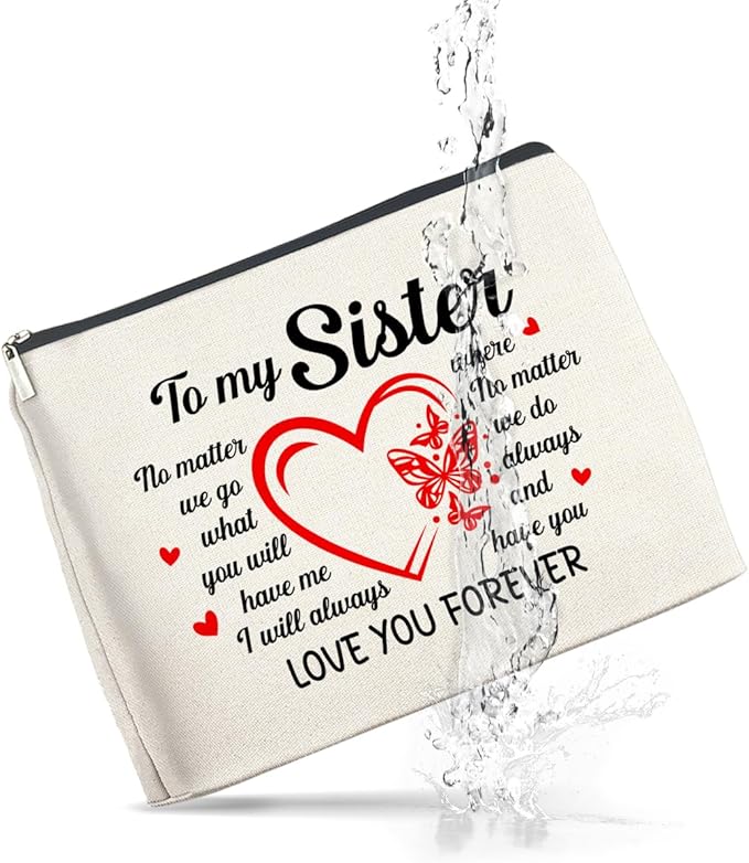 Sister Gifts Makeup Bag Christmas Birthday Gifts for Sister Cosmetic Bag Zipper Makeup Pouch