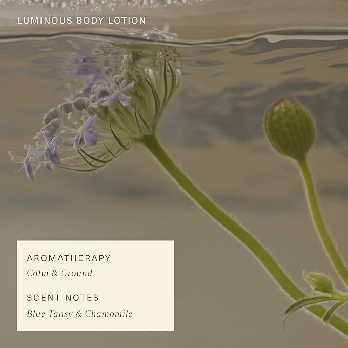 Oak Essentials Luminous Body Lotion | Hydrating Blue Tansy Body Cream with Rose Oil, Turmeric, Shea Butter and Coconut Oil, 1.33 Fl Oz (Travel Size)
