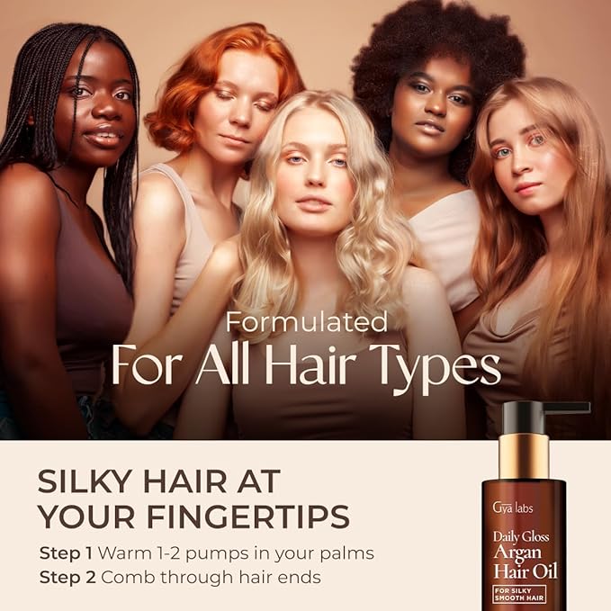 Gya Labs Daily Gloss Argan Oil - 3.4 Fl Oz - for Frizzy, Damaged & Color-Treated Hair - Strengthening, Shine & Protection