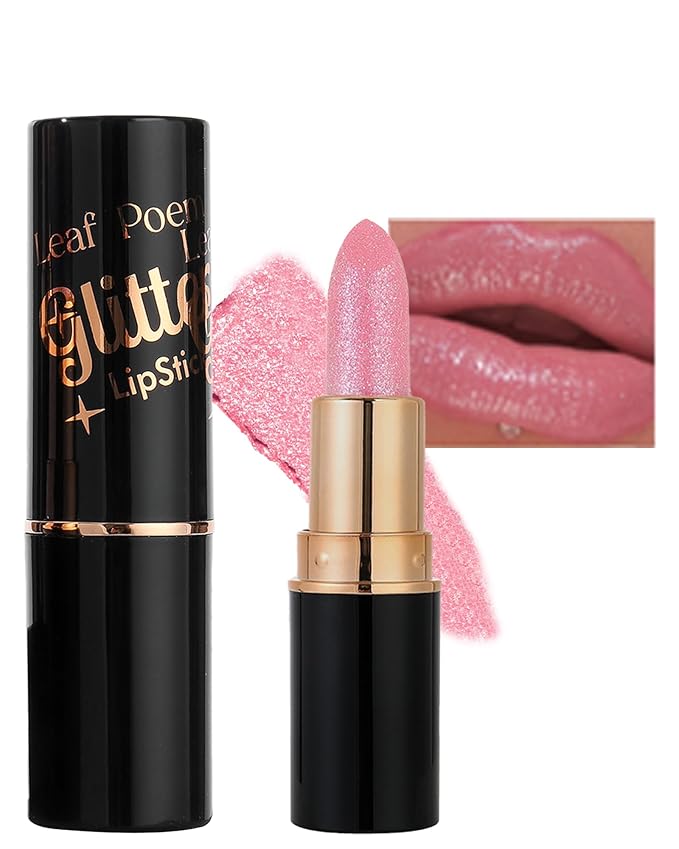 Metallic Glitter Lipstick Matte Long Lasting Nude Pink Lip Gloss for Women,Shimmer Diamond Sparkling Shiny Lip Stick Waterproof Lipgloss Lipstick,High Pigmented Tinted Red Lipstain Lipcolor Makeup-01