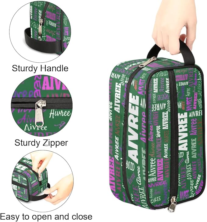 Customized Travel Makeup Toiletry Bag, Waterproof Large Cosmetic Bag Makeup Shaving Bag Organizer Case, Deep Forest Green Background