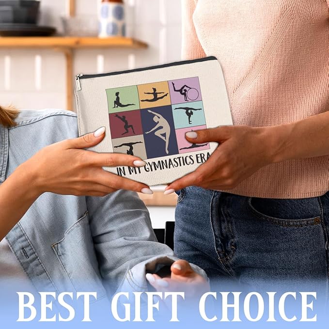 Gymnastics Gifts Makeup Bag, Gymnast Team Graduation Gift for Women Girls Thank You Appreciation Gifts for Gymnastics Coach Friend Coworker Gymnastic Stuff Accessories Cosmetic Travel Bag for Purse