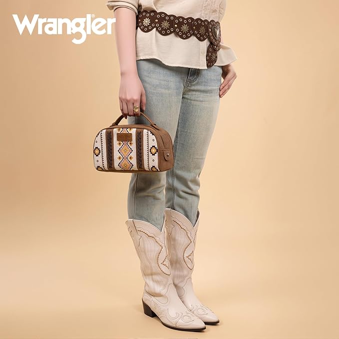 Montana West Wrangler Makeup Bags for Women Portable Aztec Toiletry Bag Southwestern Travel Cosmetic Organizer for Gift