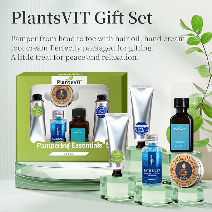 Pampering Gift for Women - Self Care Christmas Gifts Set, 5 Travel Size Essentials, Moroccan Argan Oil, Beef Tallow, Avocado Oil, Shea Butter, Bath Salt, Hair & Hand Repair, Foot Cream