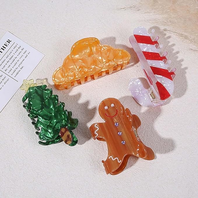 1pc Christmas Tree Hair Clip, Xmas Acetic Acid Claw Clips, Large Hair Claw Clips for Thick/Thin Hair, Cute Green Tree Design Medium Hairpin, Sparkling Hair Accessories for Christmas Decor