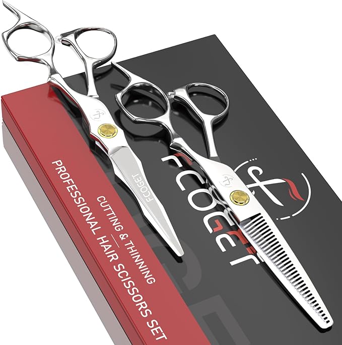 Professional Barber Hair Scissors Thinning Shears Kit - 6.8" HIGH-END Extremely Sharp Haircut Scissors Hairdressing Texturizing Hair Cutting Shears Set 440C Stainless Steel for Salon Home Stylists