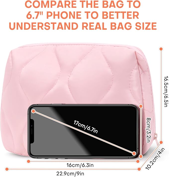 Makeup Bag, Wide-open Cosmetic Bag, Toiletry Bag for Women, Travel Essentials Organizer, Compact Lightweight for Daily Use