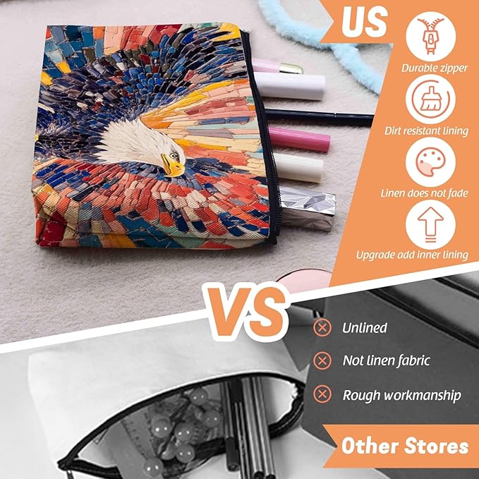 Cosmetic Bags Travel Makeup Toilet Case Waterproof Pouch for Women Girls 6.7X9.45inches - Vivid Rainbow - Hued Eagle