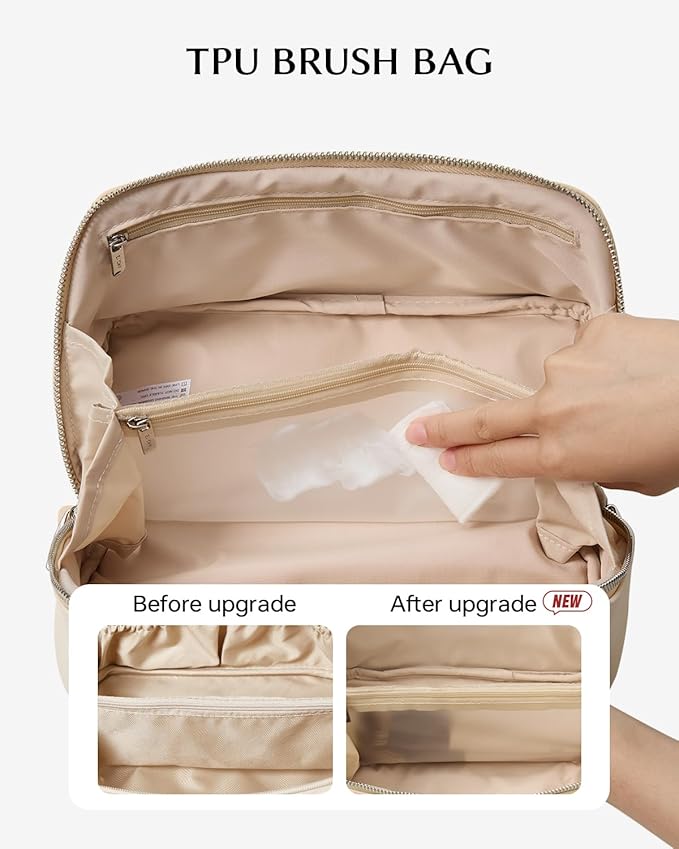 EACHY Travel Makeup Bag,Large Capacity Cosmetic Bags for Women,Waterproof Portable Pouch Open Flat Toiletry Bag Pattern Makeup Bag