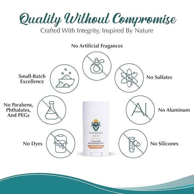 Dr. Dave's Primal Essence Extra Strength Tallow Deodorant - Aluminum-Free - Baking Soda, Beeswax, Coconut Oil, and Mango Butter - Vanilla and Sandalwood Deodorant for Men and Women - 3 oz