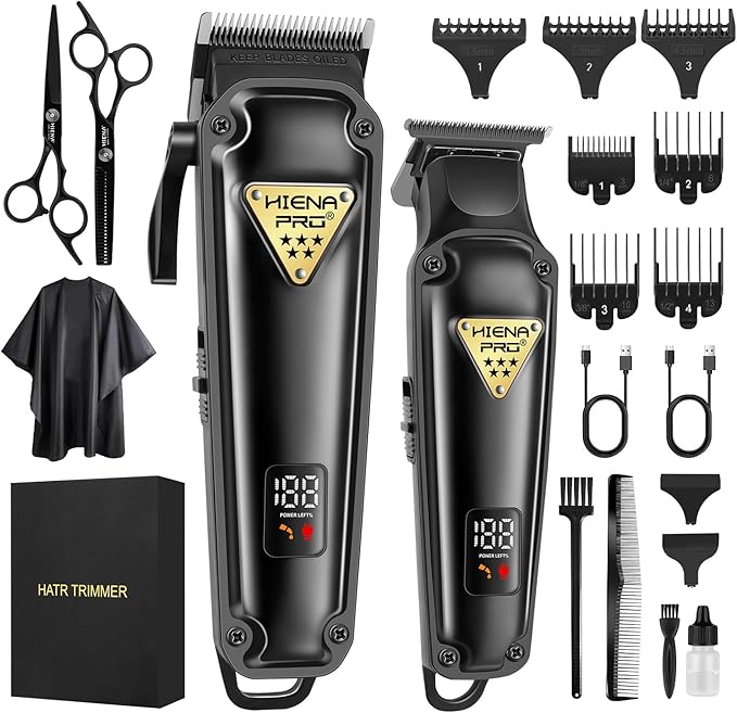 HIENA PRO Professional Hair Clippers Set & Cordless Barber Clippers for Men, Clippers Set and Trimmers Kit, Hair Cutting Tools, Clippers for Hair Cutting, Gifts for Men