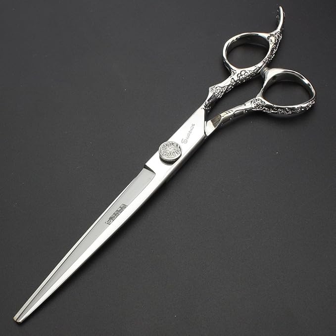 6/7-Inch Professional Hair Scissors Haircut Rose Pattern Hair Scissors Styling Tools Japanese Stainless Steel Scissor Set (7-in cutting scissors)