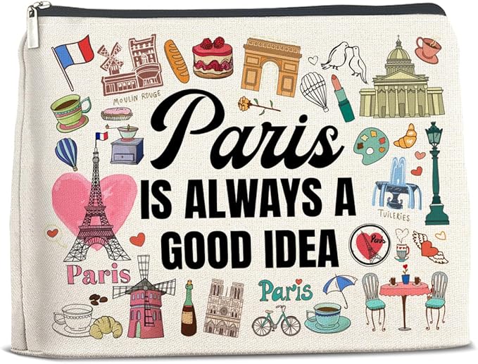 Pairs Travel Gifts Makeup Bag Pairs Gifts for Women Friend Traveler Cosmetic Bag Pairs Lover Gift Paris Is Always a Good Idea Zipper Makeup Pouch