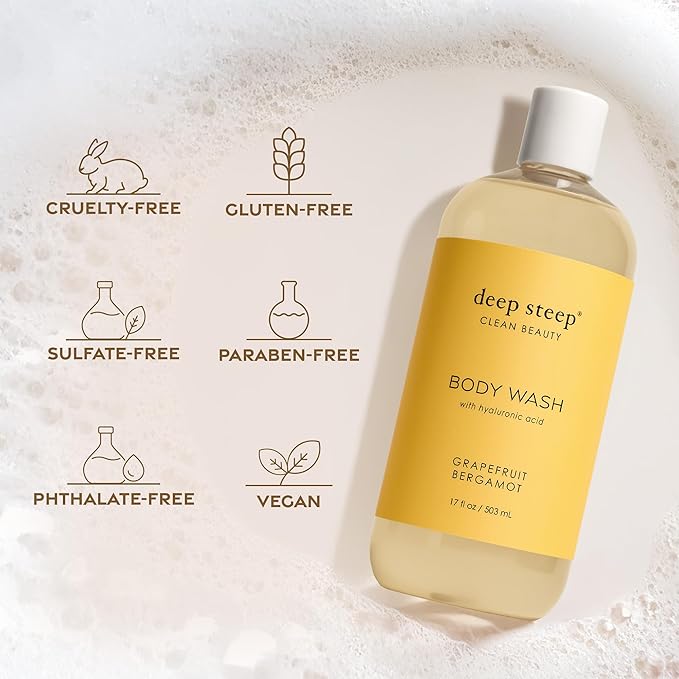 Deep Steep Body Wash, Passion Fruit Guava, 17 oz – Hydrating Shower Gel with Hyaluronic Acid, Shea Butter, Aloe Vera & Argan Oil – Vegan, Clean Beauty, Clean & Refreshed Skin