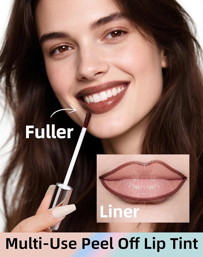 KIMUSE Long-Lasting Lip Stain Peel Off Mask, 12H Smudge-Proof Transfer-Resistant Lip Tint, Vegan & Non-Drying Formula for Bold Matte Finish, Easy Peel Application