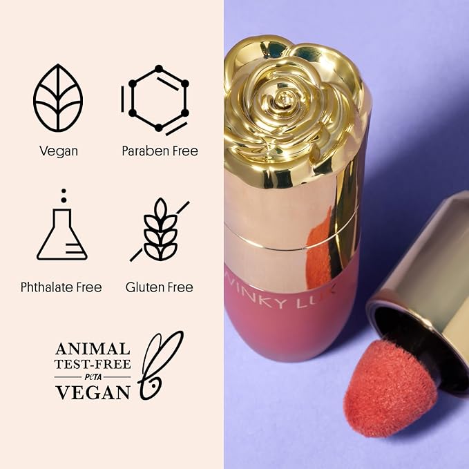 Winky Lux Cheeky Rose Liquid Blush - Gel Cream With Buildable Color, Lightweight Velvet Finish for Long Lasting Color, Dusty Rose Blush, Noble
