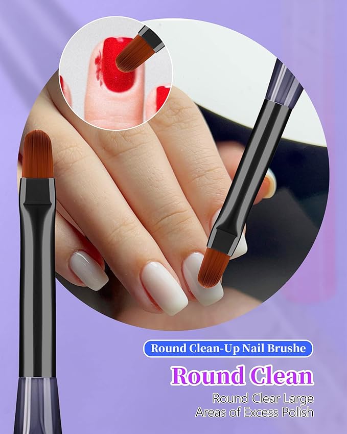 for OPI Nail Polish Remover Brush, 3PCS Nail Art Clean Up Brushes, Round/Angled/flat Acetone Resistant Gel Nails Art Designs and Tidying Up Polish Mishaps on Cuticles