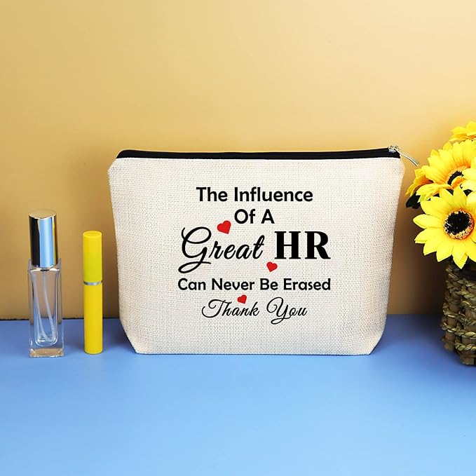 HR Appreciation Makeup Bag - Thank You Gift for Human Resources Director, Manager, Coworker - Travel Cosmetic Bag for Christmas, Birthday, Thanksgiving, Retirement