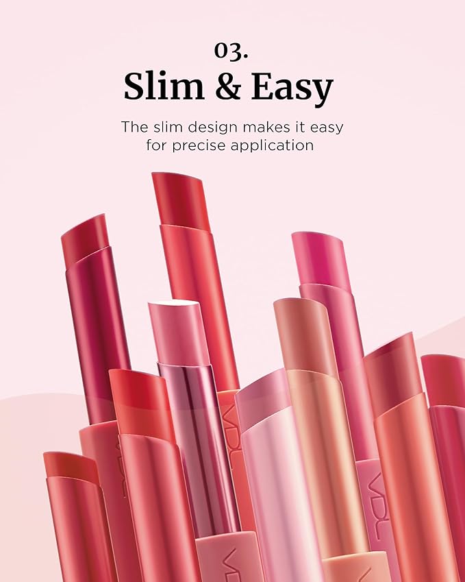 VDL Lip Stain Comfort Slip Lipstick 13, Cafe Romano - Lightweight, Matte, Smooth Lipstick for Effortless Comfort. Vibrant and Long-Lasting Lip Color (0.09 oz) | Korean Makeup