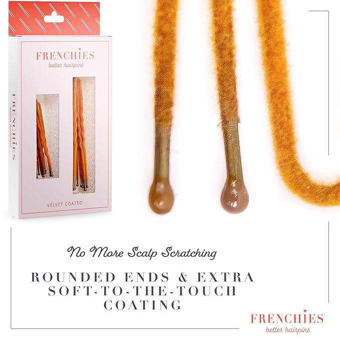 Frenchies French Twist Hair Pin, Ultra Flocked Extra Soft French Hair Pins for Women, Wedding, Updo Extensions, or Wig, 20 Count, Red