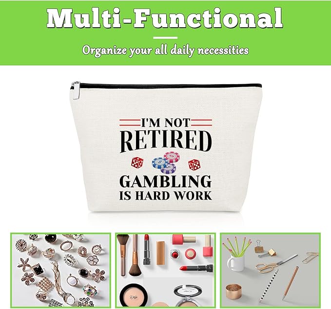 Gambler Gifts for Women Casino Makeup Bag Lover Retirement Gambling Cosmetic Bag Slots Slot Machine Lucky Dice Birthday Christmas