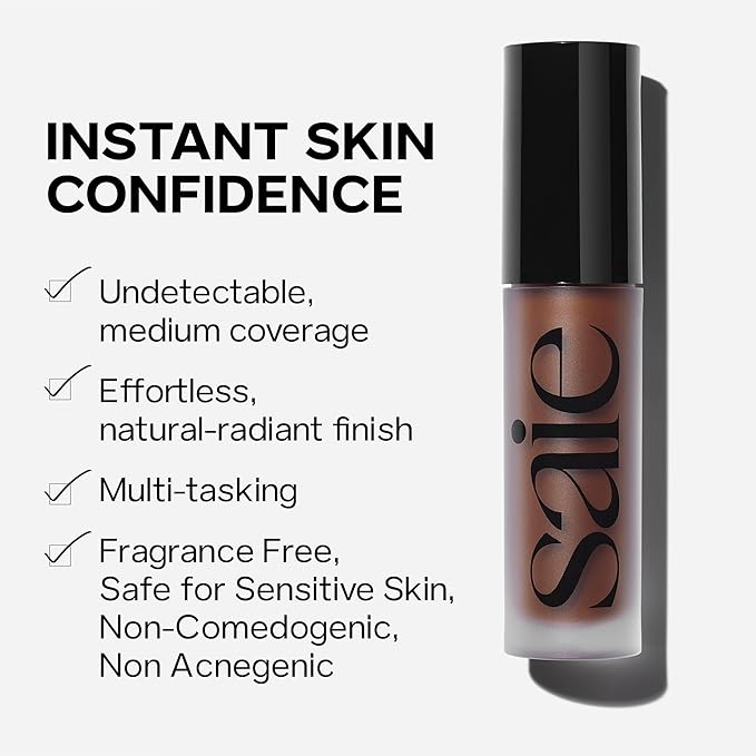 Saie Slip Tint Radiant Cream Concealer & All-Over Face Makeup - Concealer for Dark Circles, Redness & Blemishes - Lightweight Makeup Made with Hydrating Hyaluronic Acid - Shade 23 (0.17 oz)