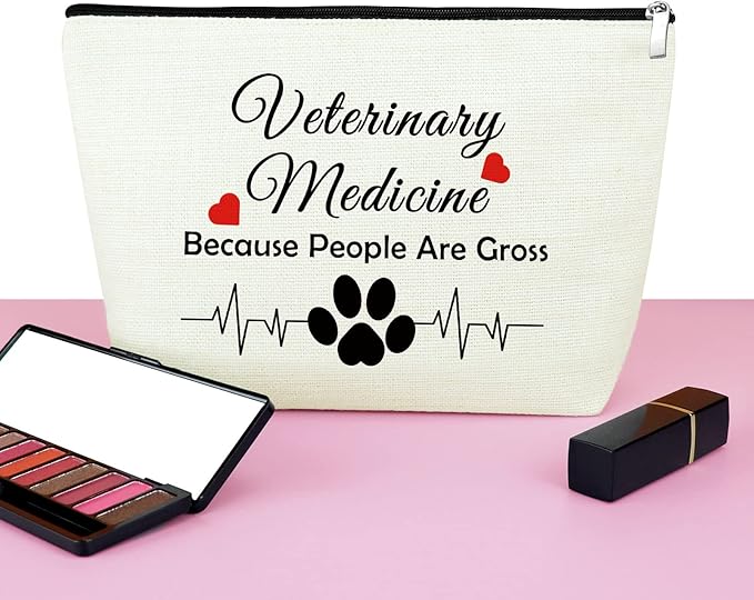 Mxrymvu Thank You Gift for Veterinarian Vet Tech Gift Cosmetic Bag for Doctor Veterinary Technician Friend Sarcastic Gag Makeup Bag for Veterinary Medicine Graduation