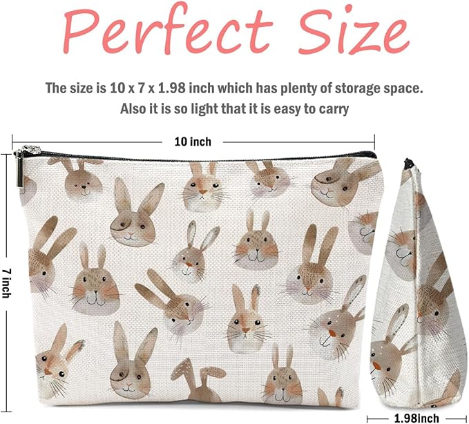 Bunny Gifts, Rabbit Makeup Bag, Bunny Stuff Cosmetic Bag Travel Pouch, Bunnies Rabbit Lovers Gifts for Women Girls Daughter Sisters Coworker Best Friend Friendship Graduation Birthday