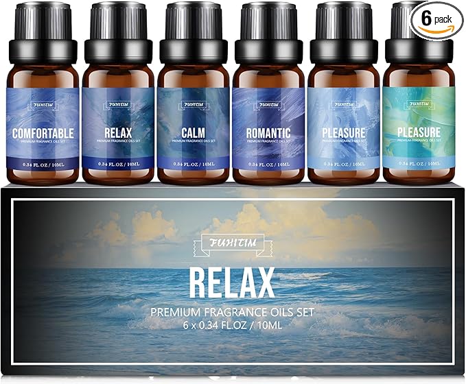Fragrance Oil Relax Set, 6 * 10ML Diffuser Oil for Home, Candle Making Scents, Aomatherapy Essential Oils for Diffuser, for Halloween, Thanksgiving