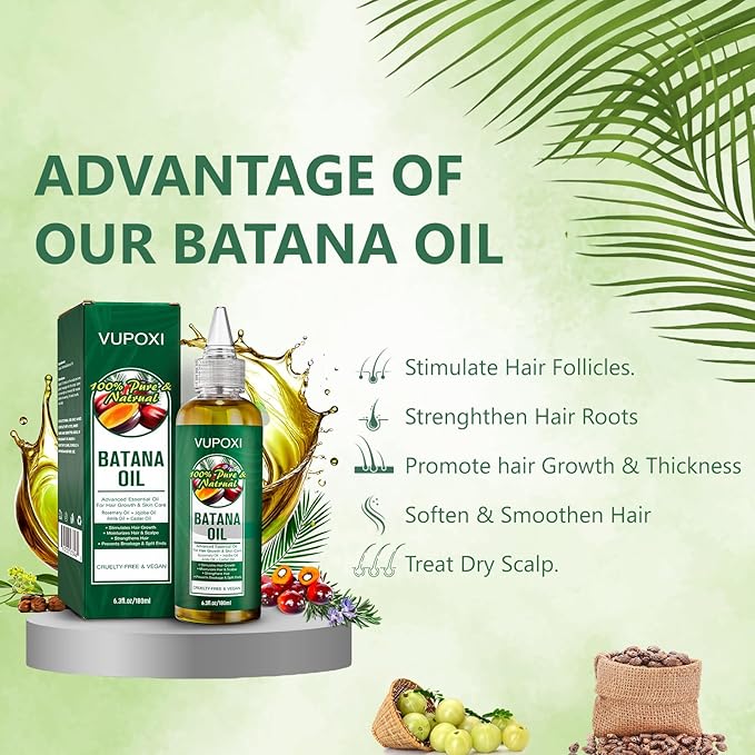 5-in-1 Batana Oil for Hair Growth | Liquid Blend with Rosemary, Amla, Castor, Jojoba Seed - 180mL (6.3 fl.oz)