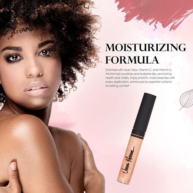 Lip Gloss, Moisturizing Lip Color with Shimmer for Long Lasting Shine, Lightweight Lip Stain, Non-Sticky Lip Gloss with Aloe Vera, W/Vitamin C, E (Naked Innocense)