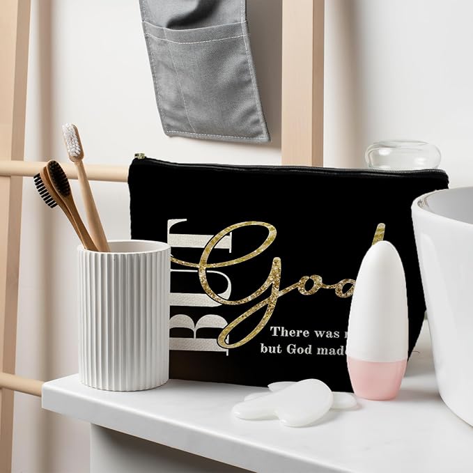 Christian Makeup Bag, Christian Gifts for Women, There Was No Way but God Made a Way Bible Verse Scripture Cosmetic Bags for Women, Bible Verse Gifts, Religious Gifts for Christian Woman