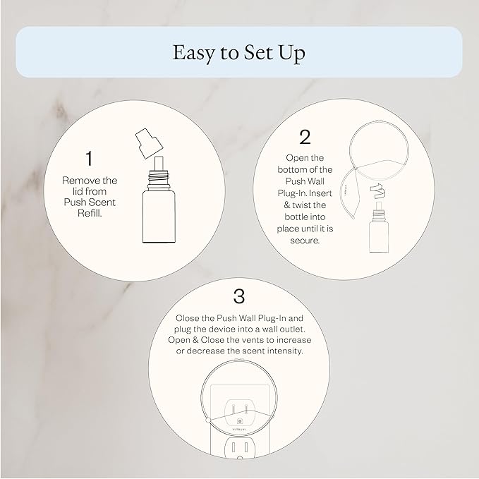 Vitruvi Push Plug-in Wall Diffuser – Starter Kit with Vanilla Mint Refill, Made with Natural Ingredients – Covers 200 Sq Ft – Long-Lasting Scent Up to 500 Hours – White