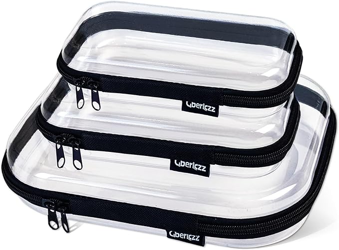 Clear Zipper Pouches for Organizer, Waterproof Hard Clear Zipper Case, Hard Plastic Pouch with Zippered