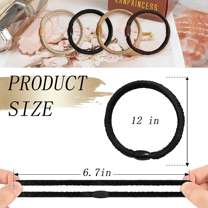 16Pcs Hair Ties For Thick Hair, Strong Stretchy Hair Bands For Women Girls, No Slip Braided Hair Ties No Damage, Ponytail Holders-Exceptionally Secure with Gentle Hold (Set 8)