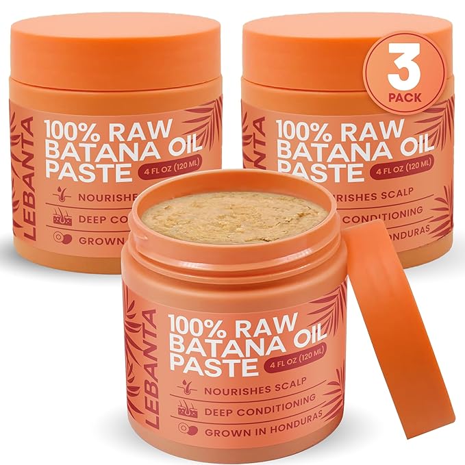 Raw Batana Oil for Hair Growth - 100% Pure, Organic 4oz Batana from Honduras for Thick and Strong Natural Hair - Dr. Sebi Unrefined Cold Pressed Cosmetic Scalp Mask for Men & Women (3 Pack)