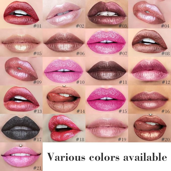 Kaely 2-in-1 Pink Red Metallic Lipstick and Lip Liner, Shimmer Liquid Metallic Lipsticks for Women, Glitter Lip Gloss Stain Long Lasting Waterproof Smudge Proof 24 Hour, Vegan Makeup, 09