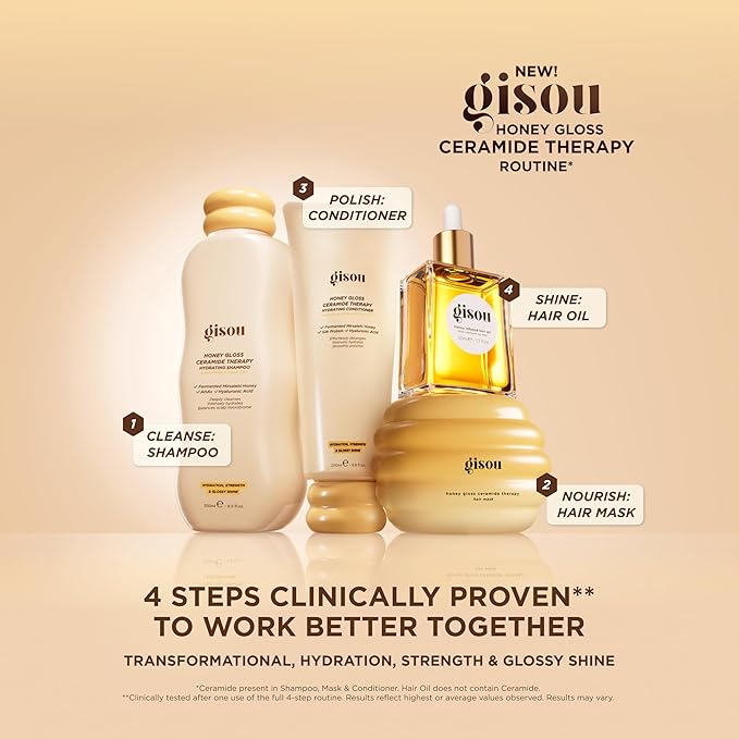 Gisou Honey Infused Hair Oil Mini - Hydrating & Frizz Control Treatment with Mirsalehi Honey, Adds Shine & Heat Protectant for All Hair Types, 0.7 Fl Oz