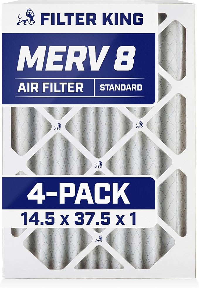Filter King 14.5x37.5x1 Air Filter | 4-PACK | MERV 8 HVAC Pleated A/C Furnace by FilterKing