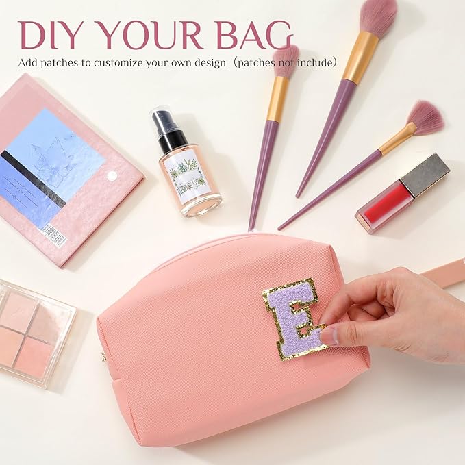Sanwuta 9 Pcs Makeup Bags Bulk PU Double Zippers Cosmetic Bag Makeup Toiletry Christmas Small Pouch Portable Travel Organizers Case for Women Bridesmaid Party End of The Year(Pink Purple Series)