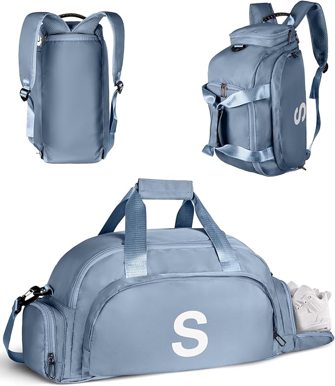 Birthday Gifts for 6 7 8 9 10 Year Old Girls, Initial Gym Bags with Shoe Compartment, Dance Bag for Girls, Monogram Kid Overnight Bags, Small Travel Duffle Tote-Perfect for Sport (Letter S)