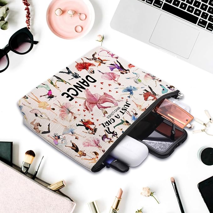 Dance Gifts Dance Makeup Bag, Dance Recital Gifts for Dancer, Birthday Gifts for Dance Lover Teacher Women, Dance Stuff Cosmetic Bag Toiletry Bag Pouch