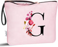 Vavabox A-Z Personalized Makeup Bag, Birthday Gifts for Women Mom, Gifts for Best Friend, Bride Bridesmaid Cosmetic bag (G, Pink)