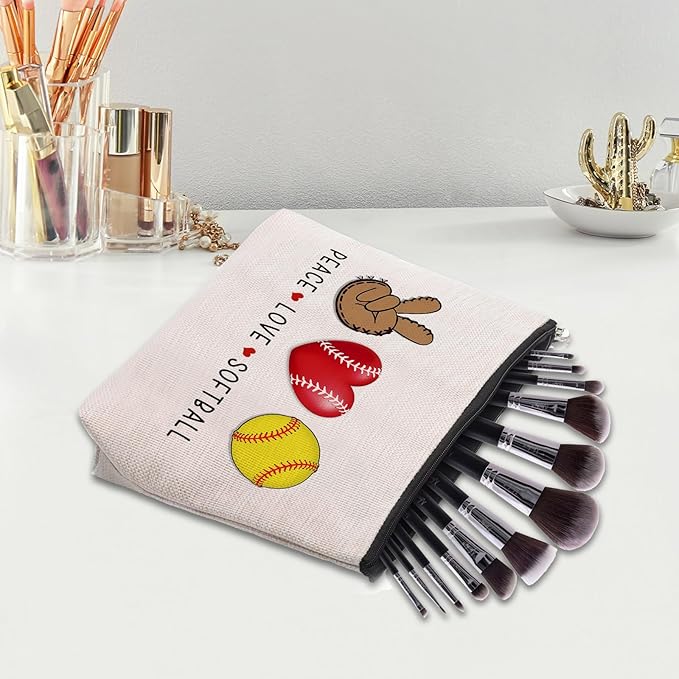 Softball Cosmetic Bag for Women, Birthday Gifts for Softball Lovers, Coach & Team