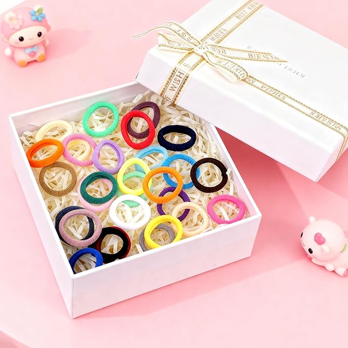 500pcs Baby Hair Ties, Toddler Hair Ties for Girls, Kids Seamless Elastic Hair Bands, 1 Inch No Metal Ponytail Holders, Soft Cotton Hair Accessories, 30 Assorted Colors, Durable & Pain-Free