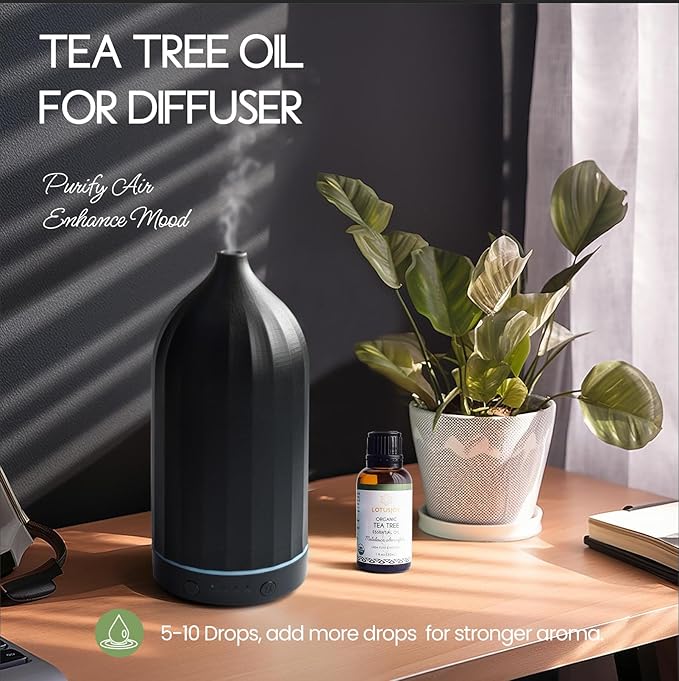 Organic Tea Tree Oil for Skin, Hair, Face, Scalp, Nails, 100% Pure Australian Tea Tree Essential Oil for Room Linen Spray, Diffuser -1 Oz