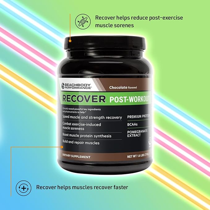 BODi Recover Plant-Based Protein Powder Blend– Post-Workout Chocolate Plant-Based Supplement for Muscle Recovery with 20g Protein, BCAAs, Pomegranate Extract - Fast Recovery - 20 Serving Tub