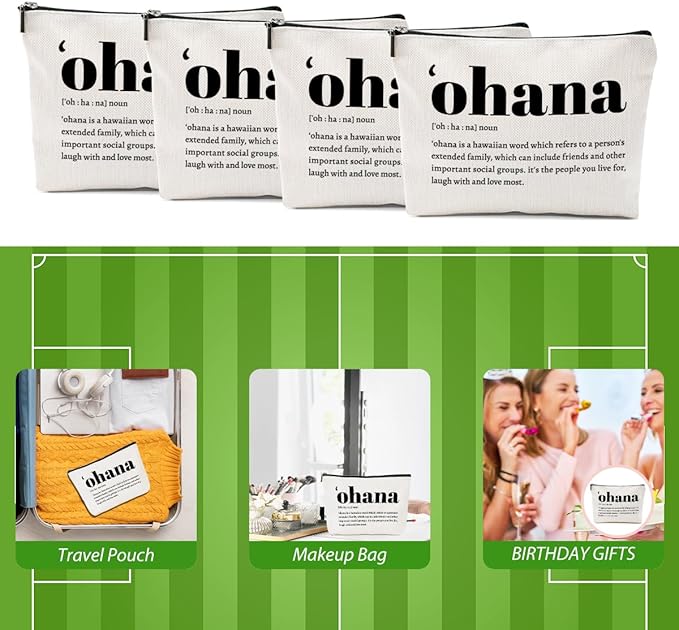 Christmas Thank You Gifts, 4pcs Hawaiian Inspirational Makeup Bag, Hawaiian Gifts Cosmetic Bag, Hawaii Souvenirs, Minimalist Thank You Gifts for Women Female Grandma Friend Wife Mom Sister